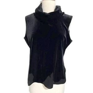 ACW‎ Design Velvet Cowl Neck Top XL Black Sleeveless Stretch Made in USA